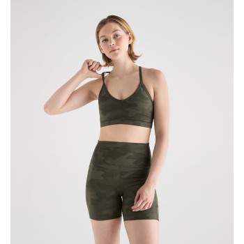 Special price Soutien-gorge de sport à col en V et motif camouflage mat On Hand Now